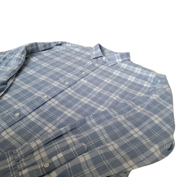 Faherty Ventura Light Blue Plaid Sport Shirt Cotton Stretch Mens Button … - Picture 10 of 16